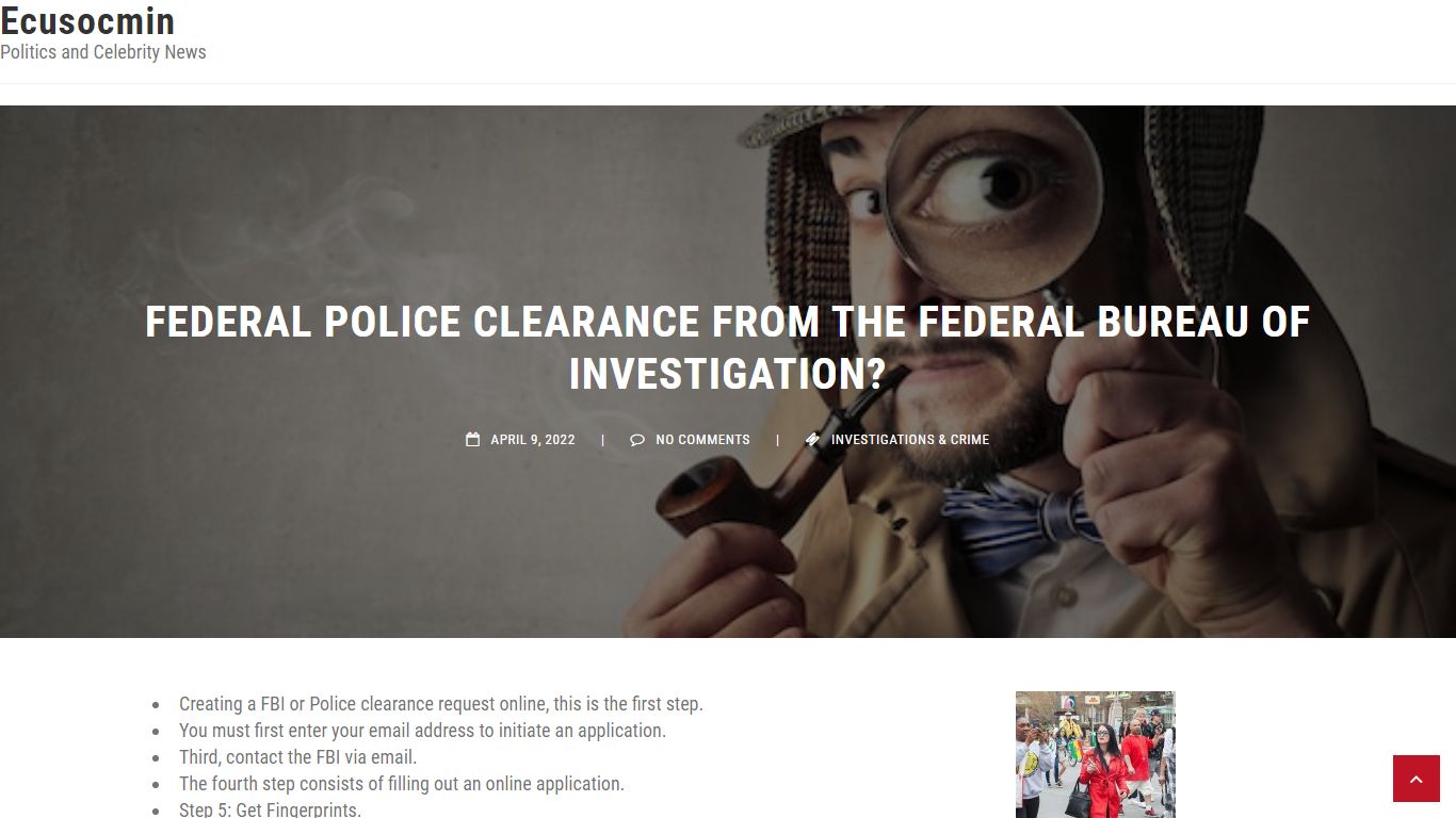 Federal Police Clearance From The Federal Bureau Of Investigation ...